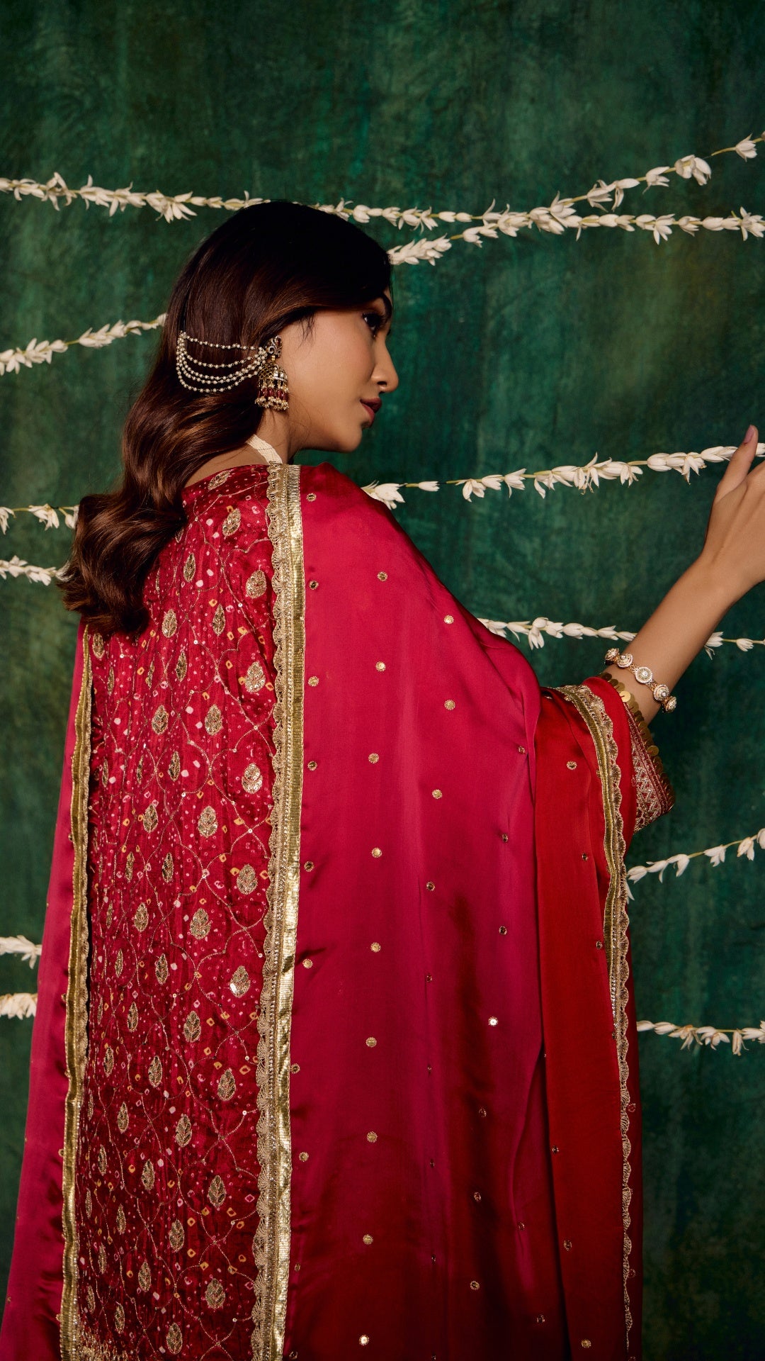 RED AARI ZARDOZI HANDWORK KALI DRESS