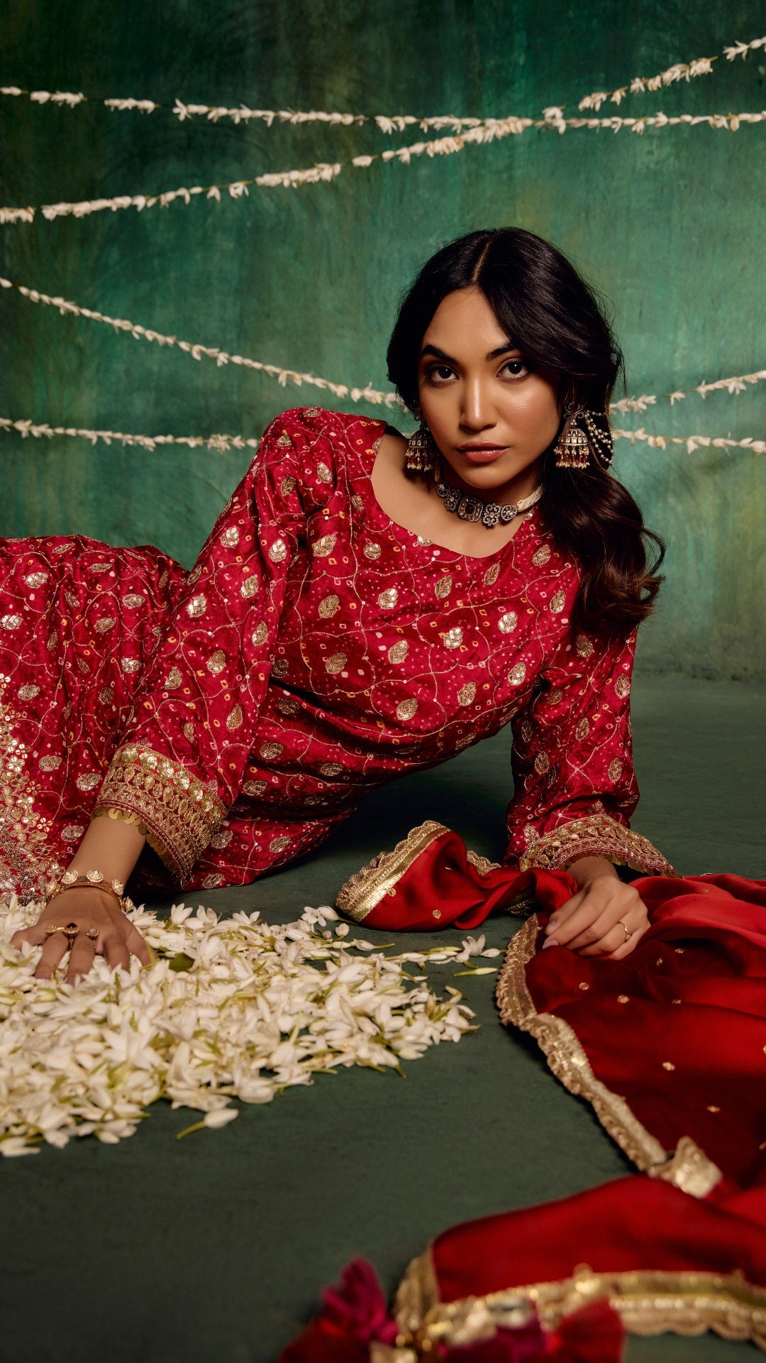RED AARI ZARDOZI HANDWORK KALI DRESS
