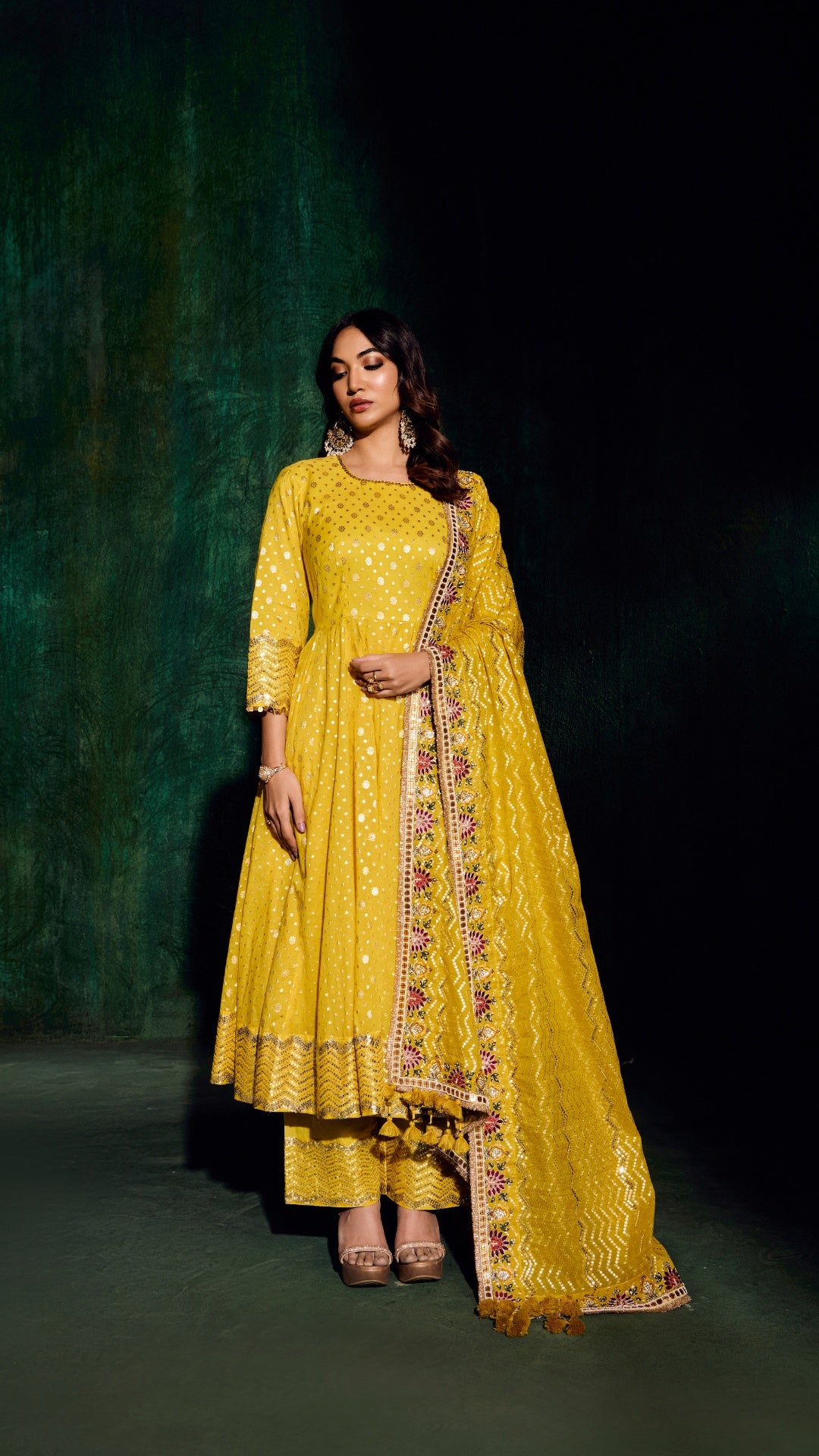 TISSU AARIE KALIDAR ANARKALI WITH HAND EMBROIDERY DUPPTA