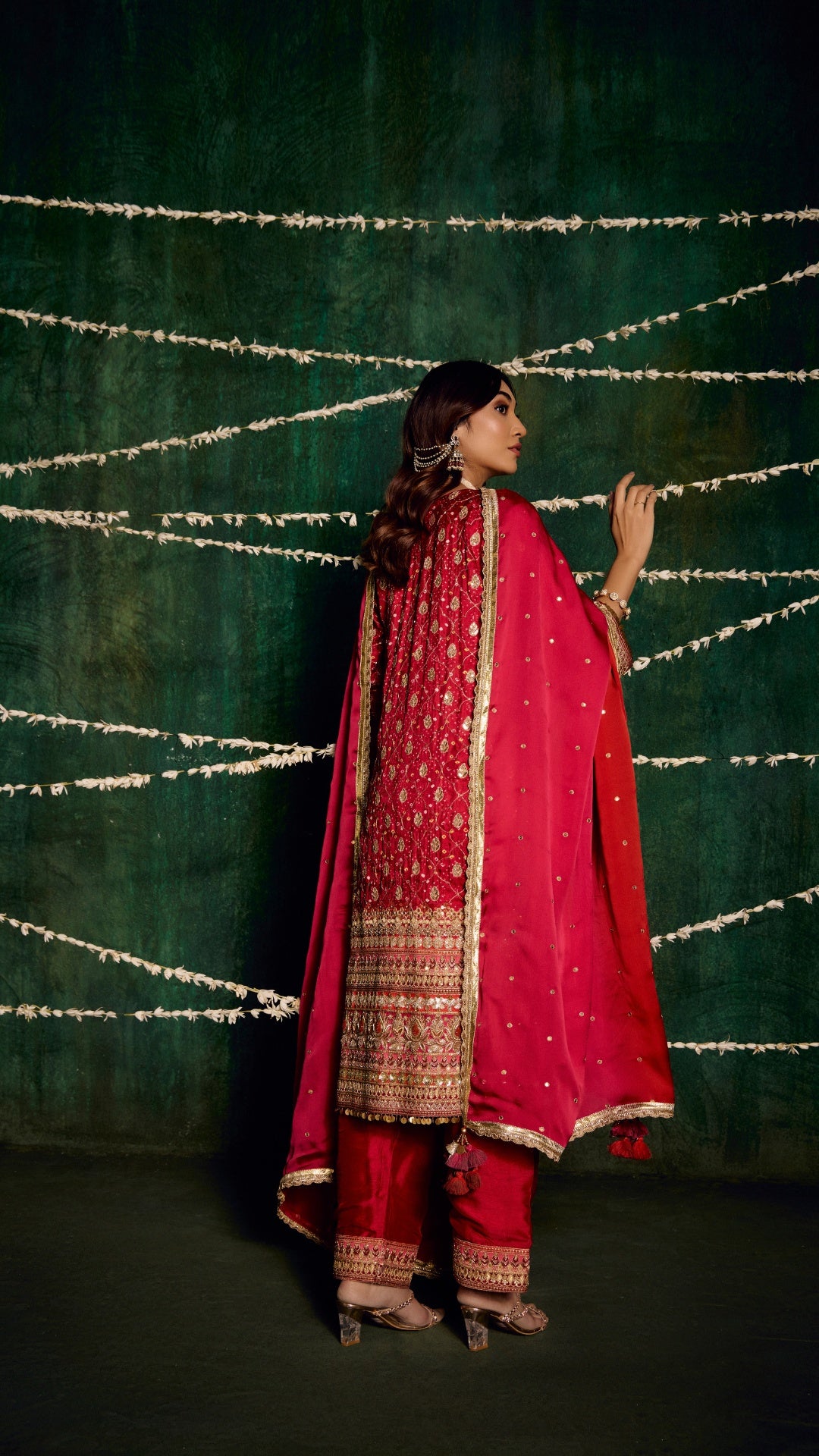 RED AARI ZARDOZI HANDWORK KALI DRESS