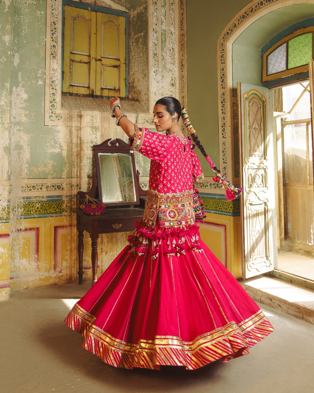JHILMIL'S SIGNATURE LONG PINK EK TAAR LEHENGA & TOP