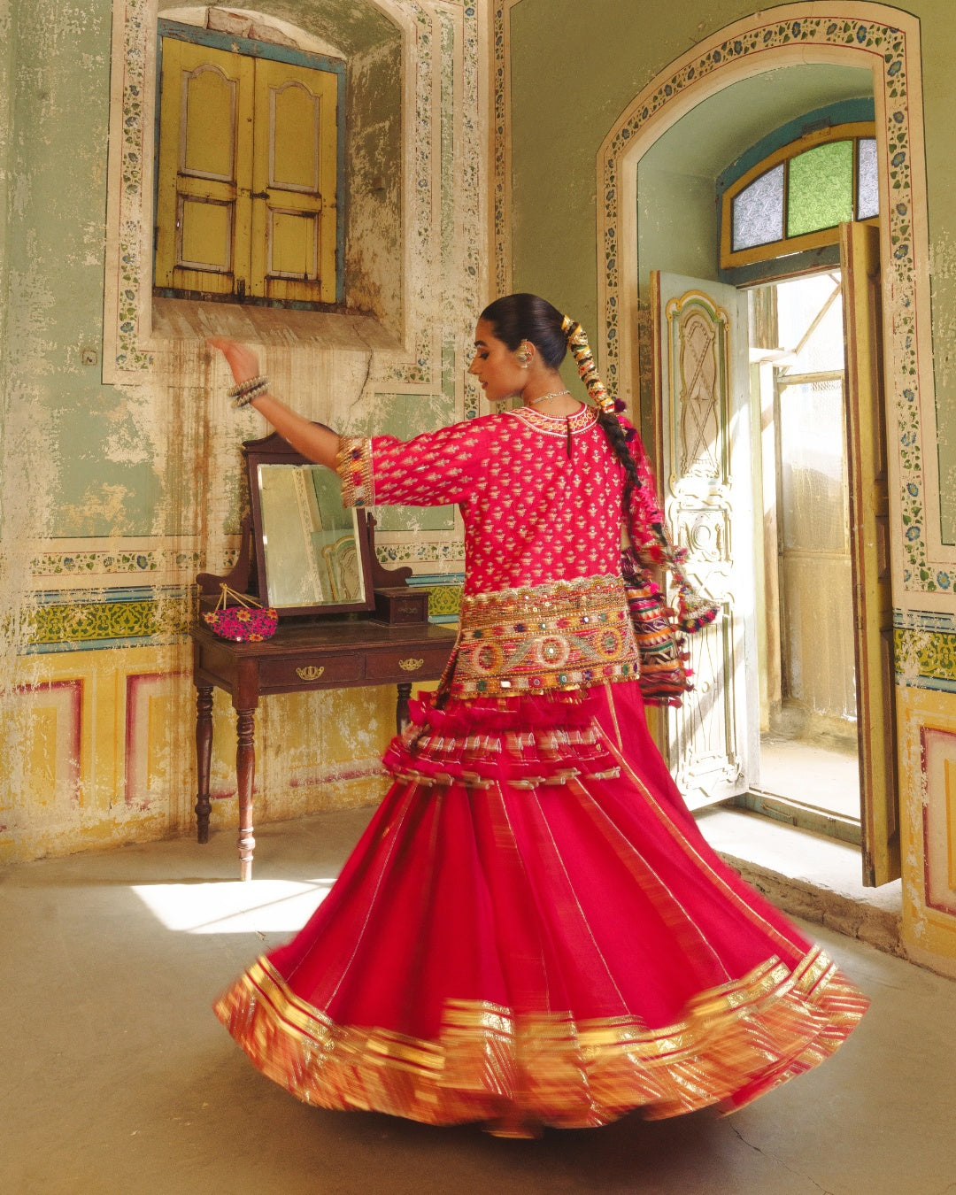 JHILMIL'S SIGNATURE LONG PINK EK TAAR LEHENGA & TOP