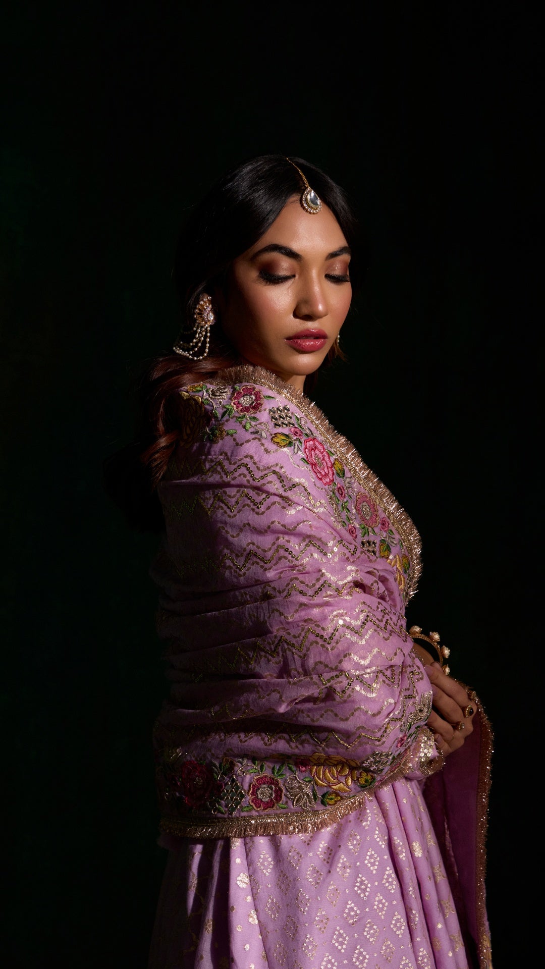 PASTEL TISSU AARIE KALIDAR ANARKALI WITH HAND EMBROIDERY DUPATTA