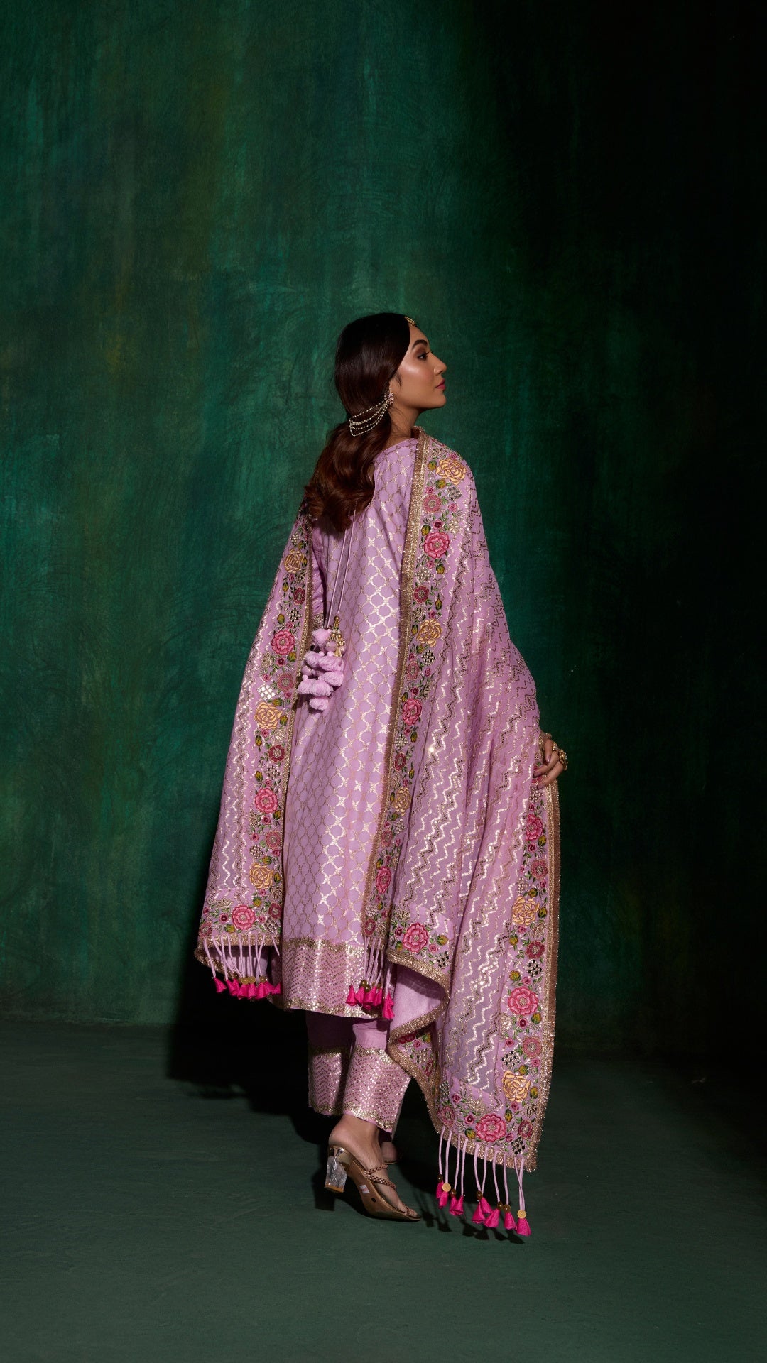 PASTEL TISSU AARIE KALIDAR ANARKALI WITH HAND EMBROIDERY DUPATTA