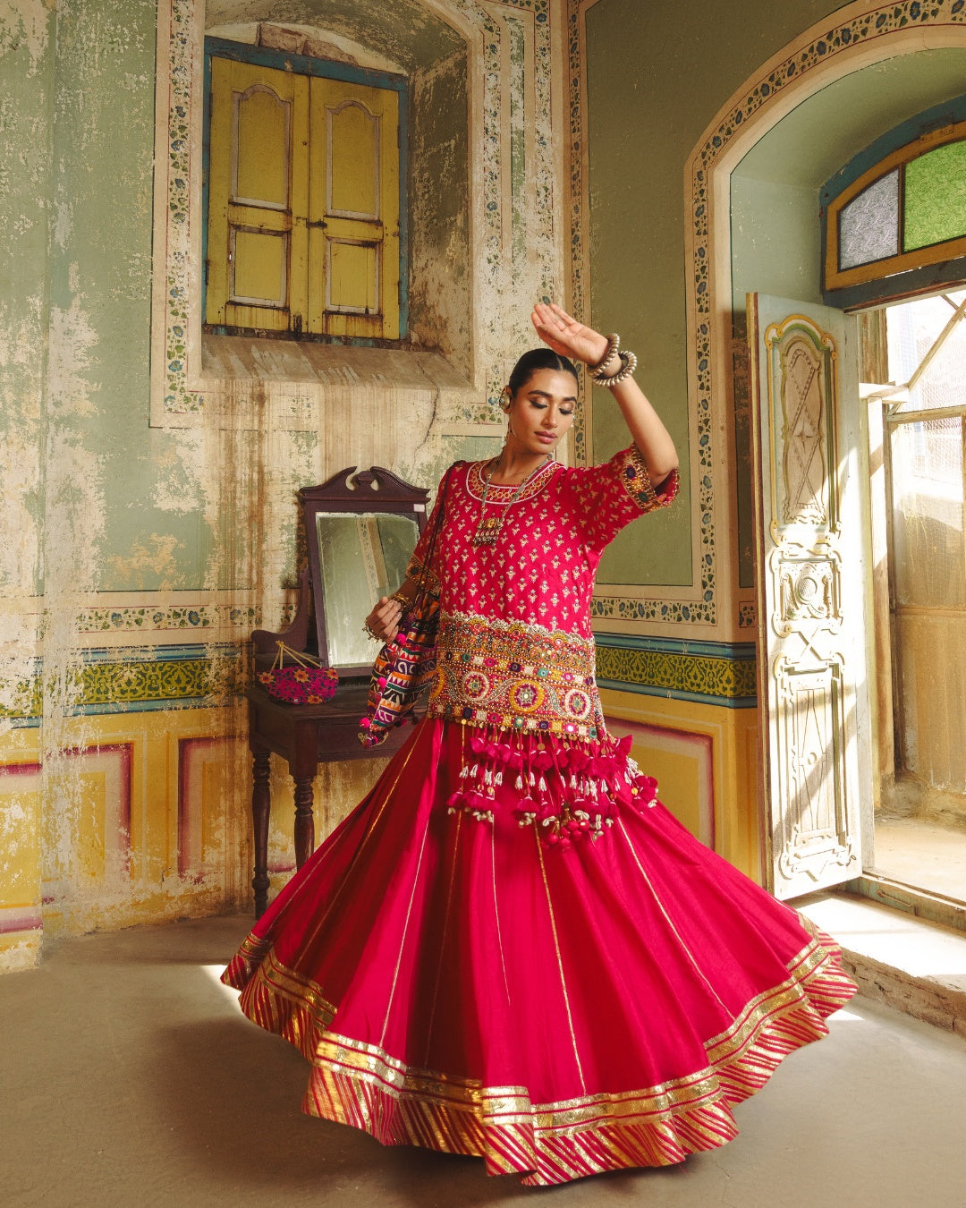 JHILMIL'S SIGNATURE LONG PINK EK TAAR LEHENGA & TOP