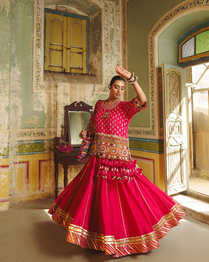 JHILMIL'S SIGNATURE LONG PINK EK TAAR LEHENGA & TOP
