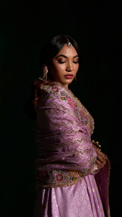PASTEL TISSU AARIE KALIDAR ANARKALI WITH HAND EMBROIDERY DUPATTA